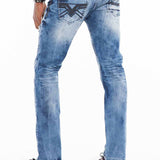 CD503 Men's comfortable jeans with fashionable embroidery in Straight Fit
