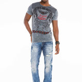 CD503 Men's comfortable jeans with fashionable embroidery in Straight Fit