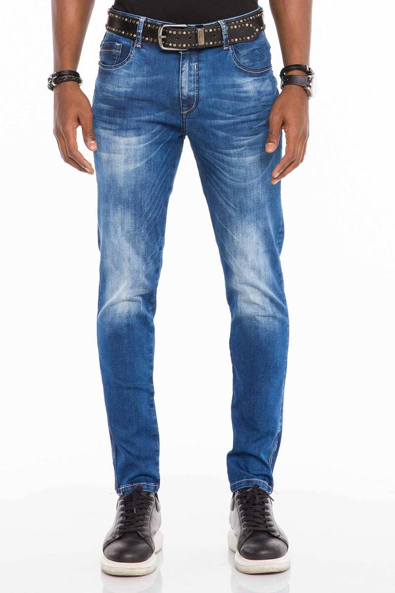 CD502 Herren Slim-Fit-Jeans mit cooler Waschung in Straight Fit