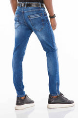 CD502 Herren Slim-Fit-Jeans mit cooler Waschung in Straight Fit