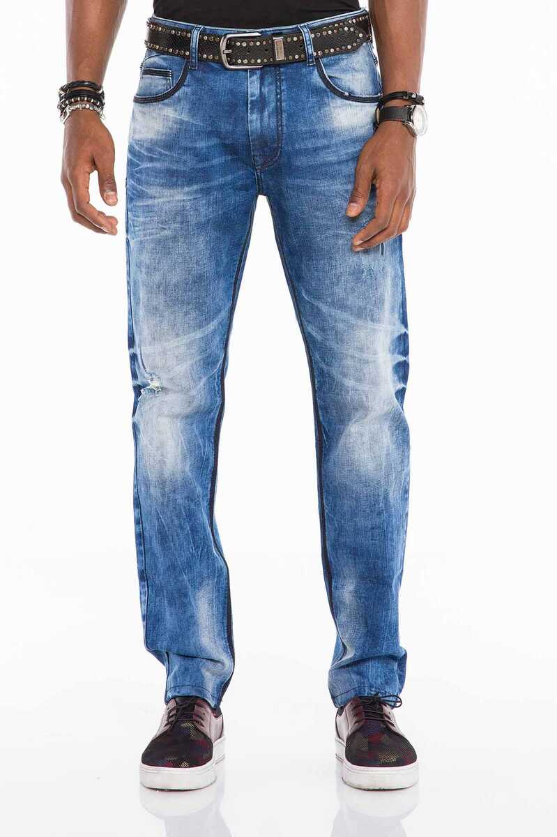 CD499 Herren bequeme Jeans mit coolen Kontrastnähten