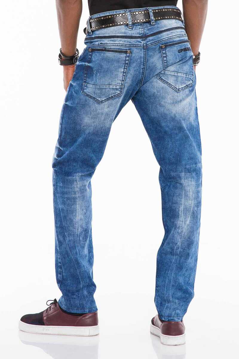 CD499 Herren bequeme Jeans mit coolen Kontrastnähten