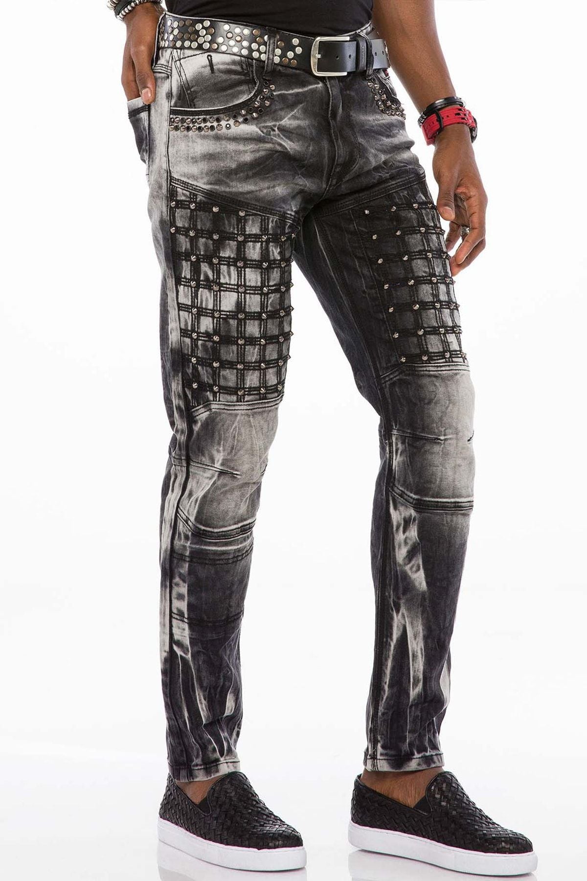 CD496 Jeans streetwear pour homme avec motif délavé – CIPO BAXX