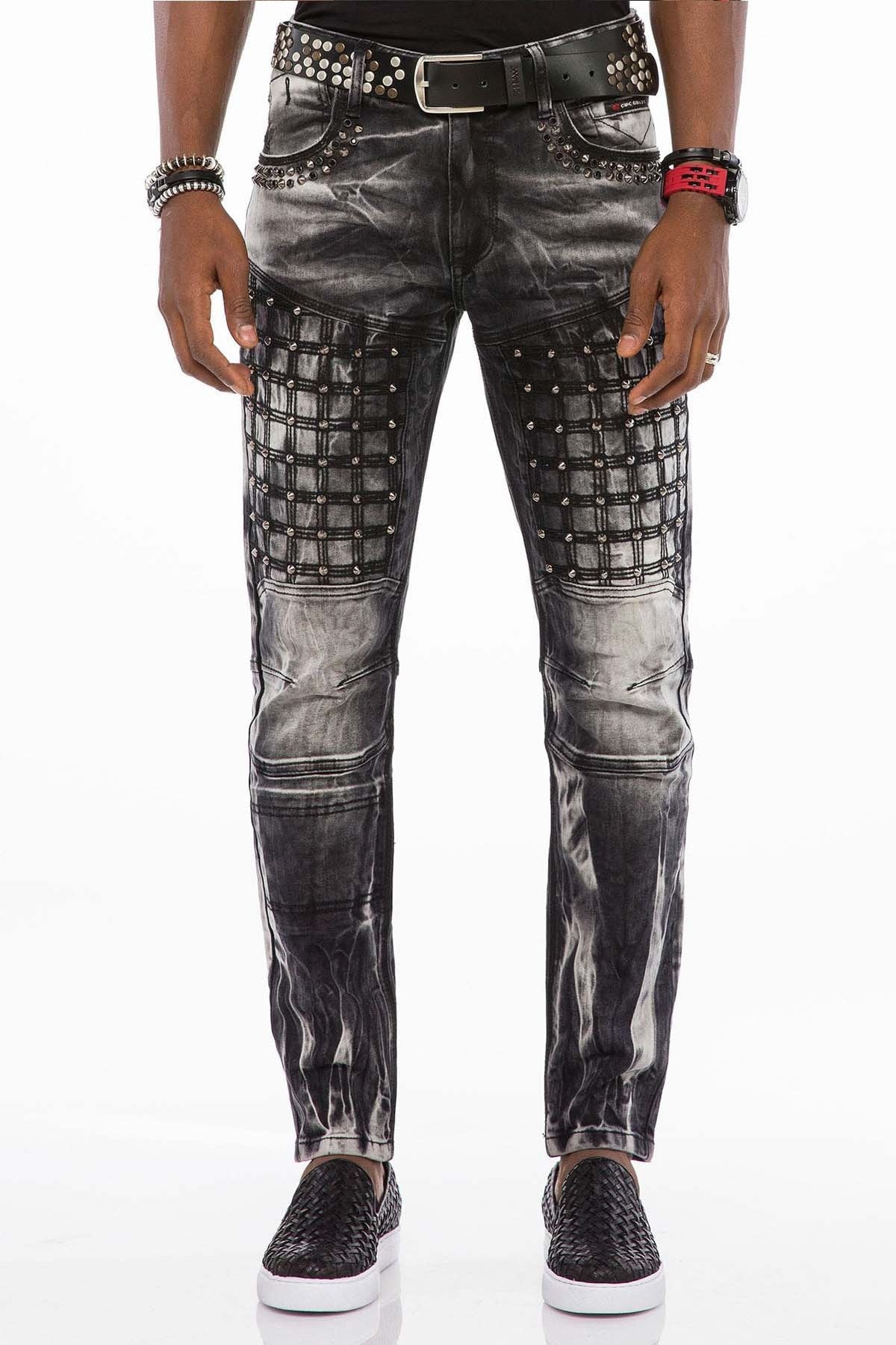 CD496 Heren Streetwear Jeans met Washing-Patroon