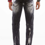 CD496 Herren Streetwear-Jeans mit Waschmuster