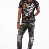 CD496 Herren Streetwear-Jeans mit Waschmuster