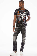 CD496 Heren Streetwear Jeans met Washing-Patroon