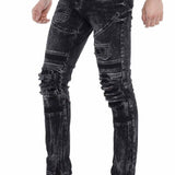 CD486A Herren Slim-Fit-Jeans im Used-Destroyed-Look