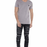 CD486A Herren Slim-Fit-Jeans im Used-Destroyed-Look