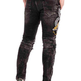 CD486 Jeans slim pour hommes avec grand motif animalier