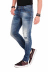 CD475 Los cómodos jeans de los hombres en el aspecto destruido