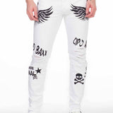 CD444 Men's Röhrenjeans with great print motifs in Straight Fit