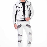 CD444 Men's Röhrenjeans with great print motifs in Straight Fit