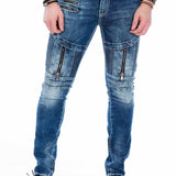 CD437 Jeans confortable pour hommes avec zips décoratifs cools