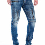 CD437 Jeans confortable pour hommes avec zips décoratifs cools