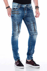 CD437 Jeans cómodos para hombres con cippers decorativos frescos