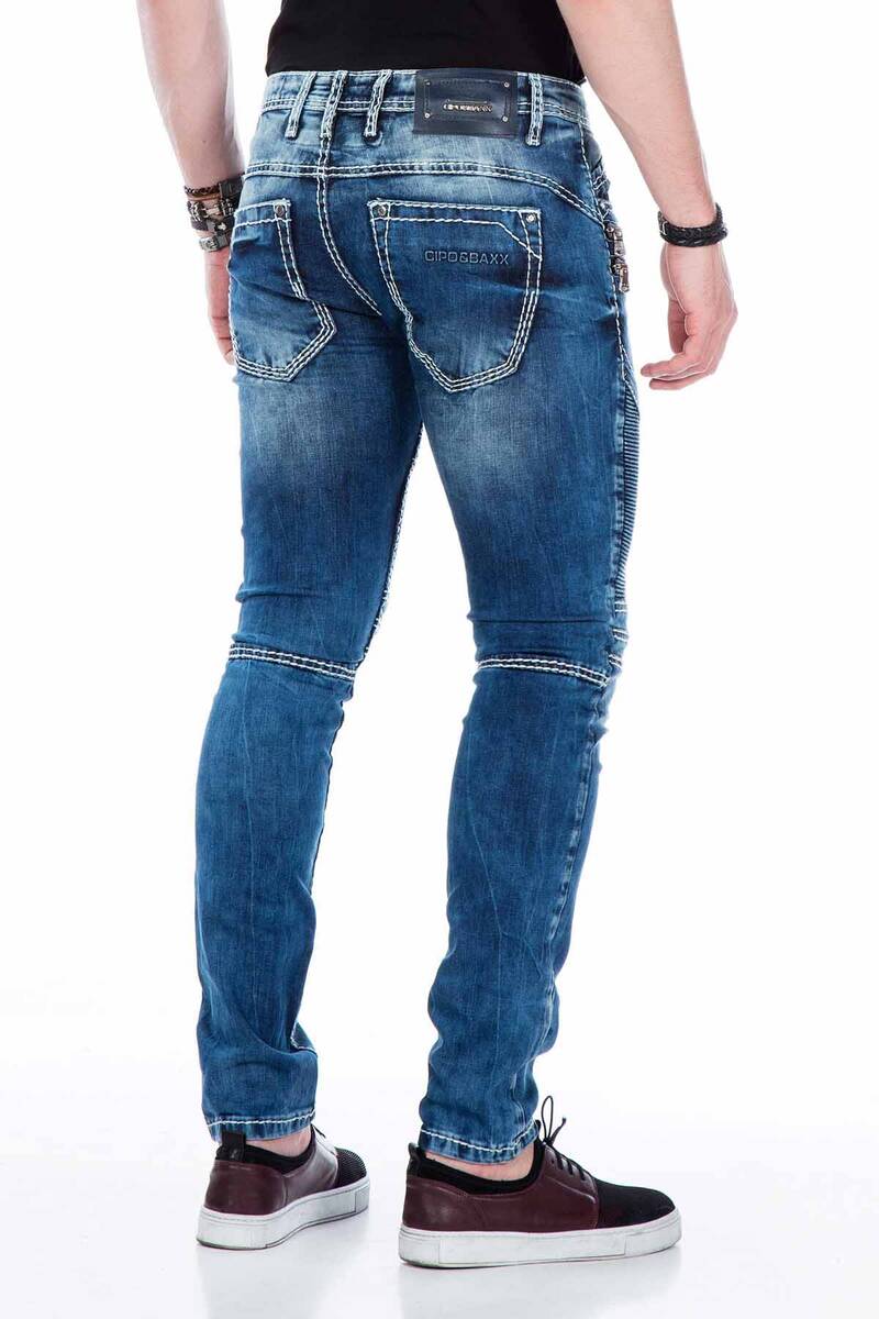CD437 Jeans cómodos para hombres con cippers decorativos frescos