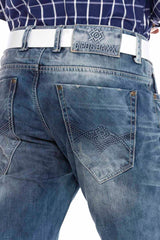 CD655 Jeans rectos desgastados para hombre