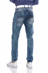 CD655 Jeans rectos desgastados para hombre