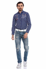 CD655 Jeans rectos desgastados para hombre