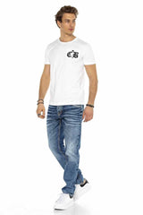 CD622 Men Straight Fit-Jeans con lavado frío
