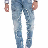 Jeans comodi da uomo CD617 nel design di patchwork alla moda