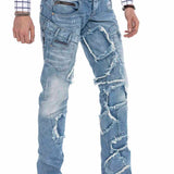 Jeans comodi da uomo CD617 nel design di patchwork alla moda