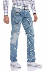CD617 Jeans cómodos para hombres en diseño de mosaicos de moda