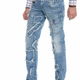 Jeans comodi da uomo CD617 nel design di patchwork alla moda