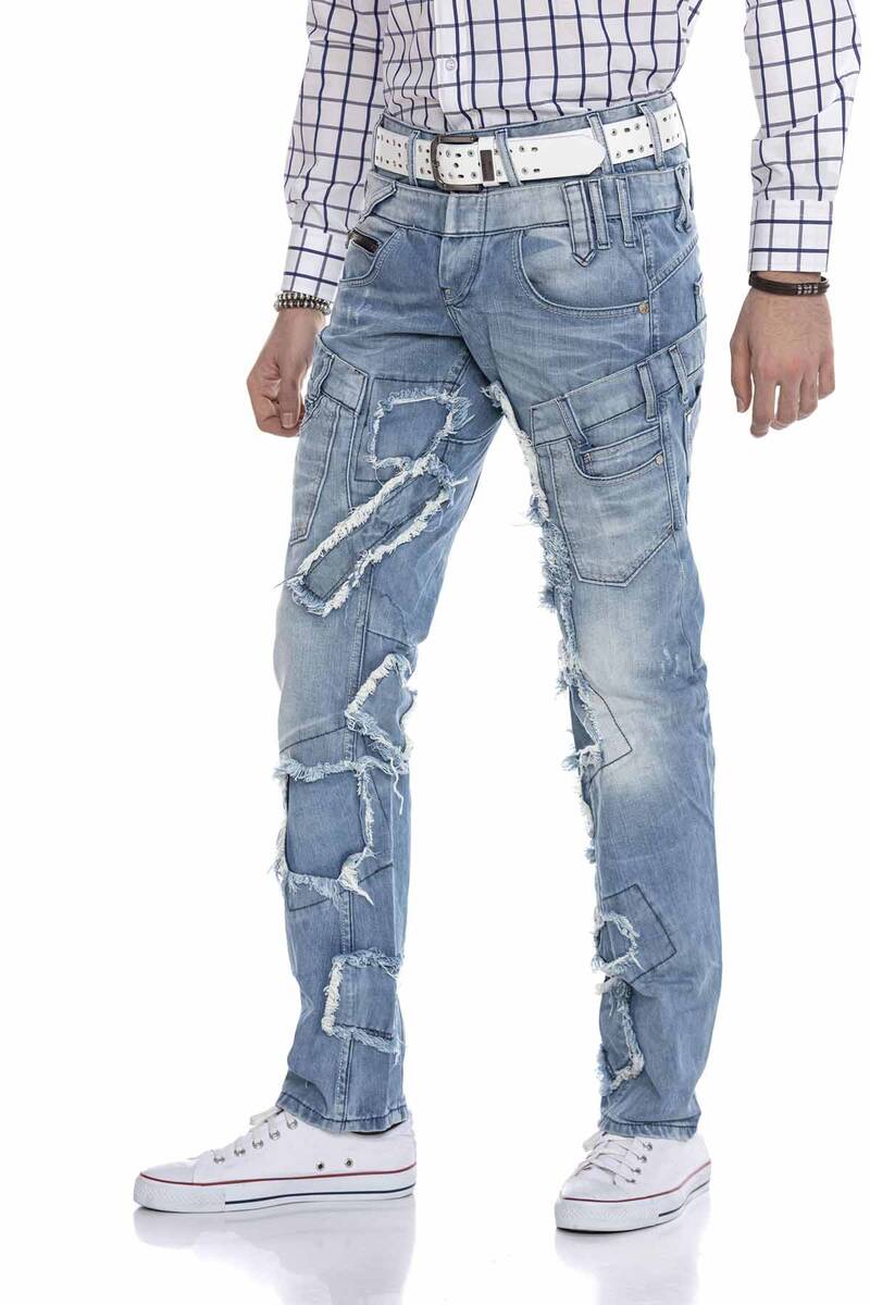 CD617 Jeans cómodos para hombres en diseño de mosaicos de moda