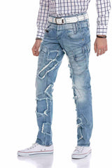 CD617 Jeans cómodos para hombres en diseño de mosaicos de moda