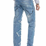 Jeans comodi da uomo CD617 nel design di patchwork alla moda
