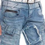 Jeans comodi da uomo CD617 nel design di patchwork alla moda