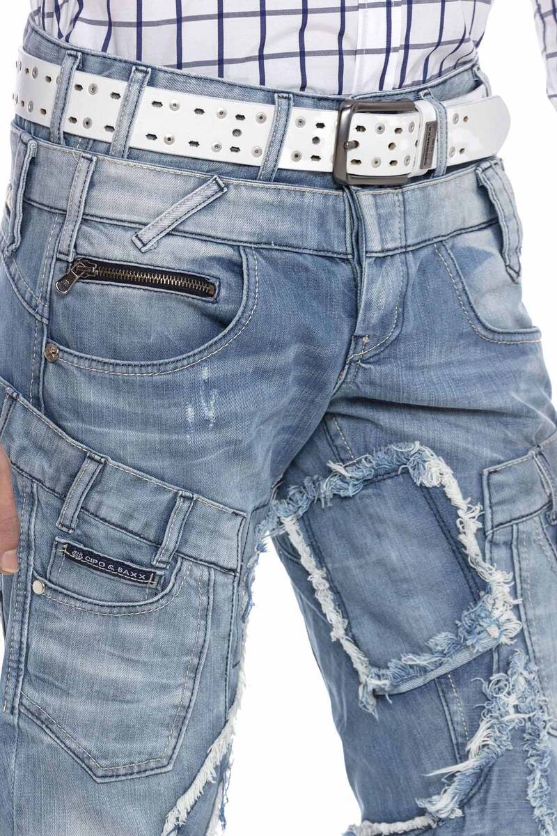 CD617 Jeans cómodos para hombres en diseño de mosaicos de moda