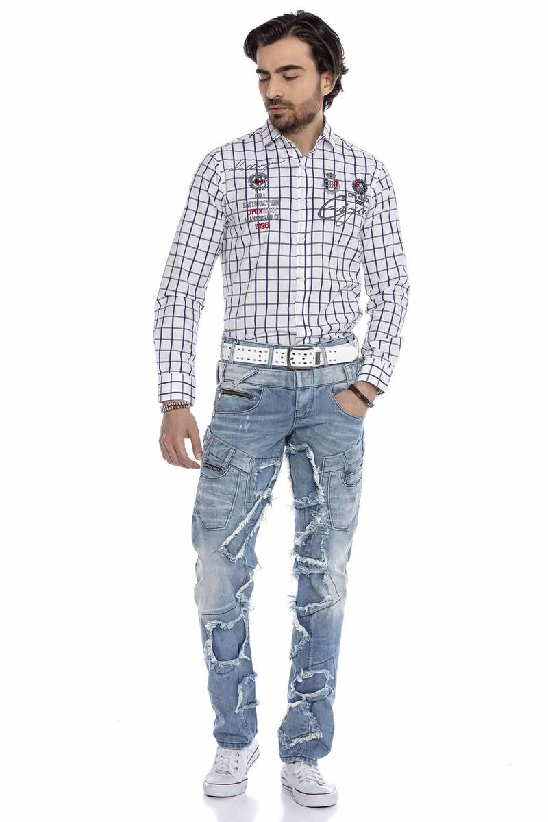 CD617 Jeans cómodos para hombres en diseño de mosaicos de moda