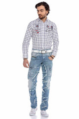 CD617 Jeans cómodos para hombres en diseño de mosaicos de moda