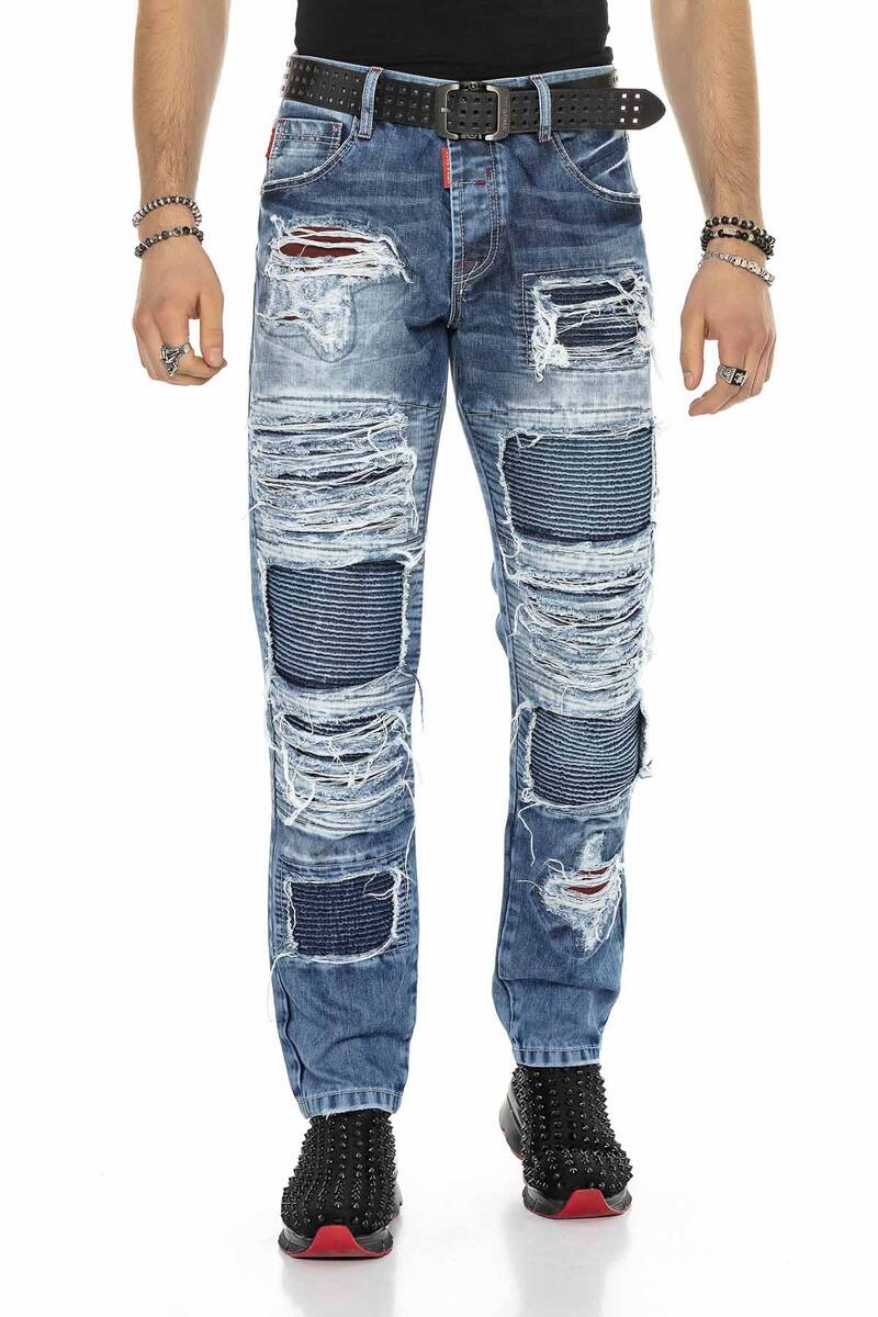 CD602 Jeans cómodos para hombres en un sorprendente diseño de grietas