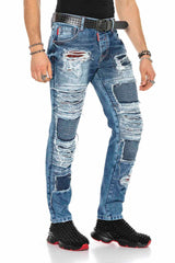 CD602 Jeans cómodos para hombres en un sorprendente diseño de grietas