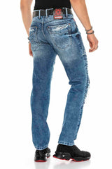 CD602 Jeans cómodos para hombres en un sorprendente diseño de grietas