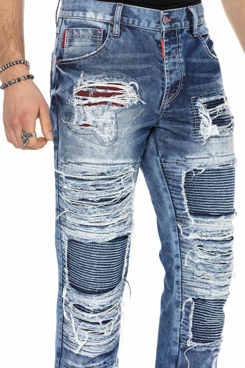 CD602 Jeans cómodos para hombres en un sorprendente diseño de grietas