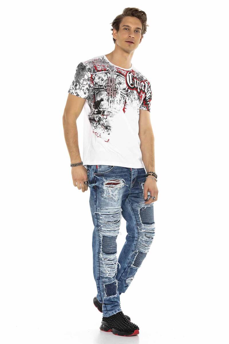 CD602 Jeans cómodos para hombres en un sorprendente diseño de grietas