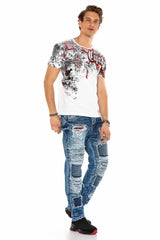 CD602 Jeans cómodos para hombres en un sorprendente diseño de grietas