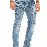 CD598 Herren bequeme Jeans mit coolen Ziernahtelementen