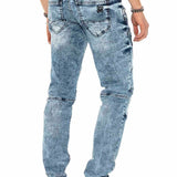 CD598 Herren bequeme Jeans mit coolen Ziernahtelementen