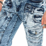 CD598 Herren bequeme Jeans mit coolen Ziernahtelementen