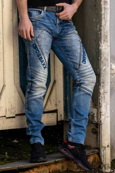 CD590 Men Straight Fit-Jeans in a casual Biker-Look