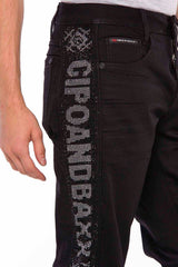 CD578 Jeans confortables pour hommes avec bandes latérales scintillantes