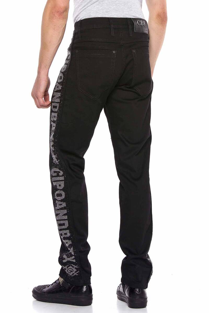 CD578 Jeans confortables pour hommes avec bandes latérales scintillantes