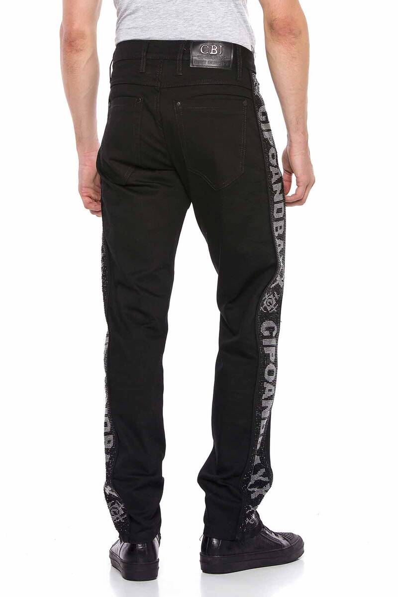 CD578 Jeans confortables pour hommes avec bandes latérales scintillantes