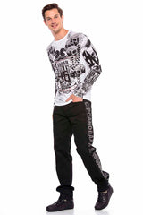 CD578 Jeans confortables pour hommes avec bandes latérales scintillantes